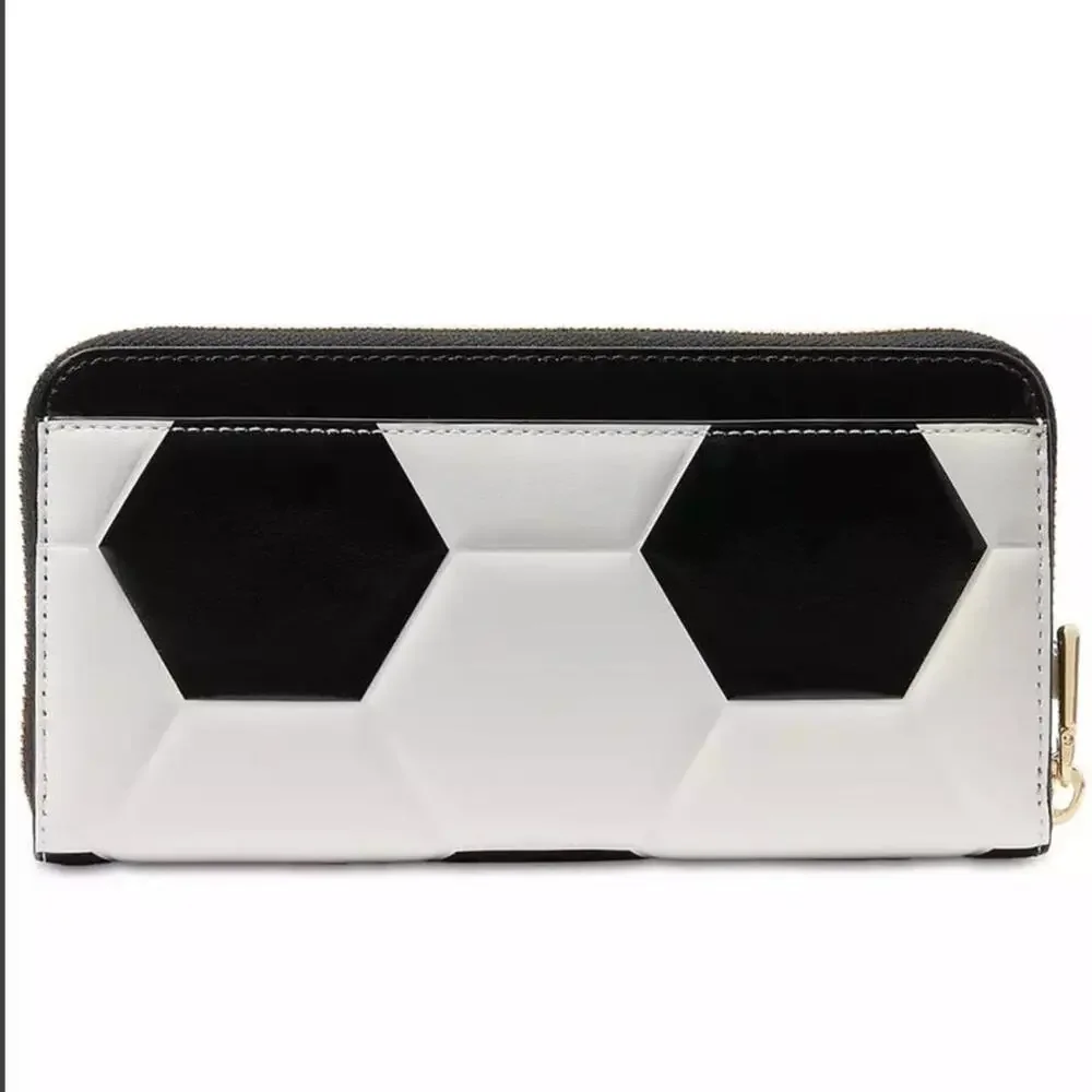 Kate Spade Kickoff Embossed Leather Zip Around Continental Wallet Soccer Ball